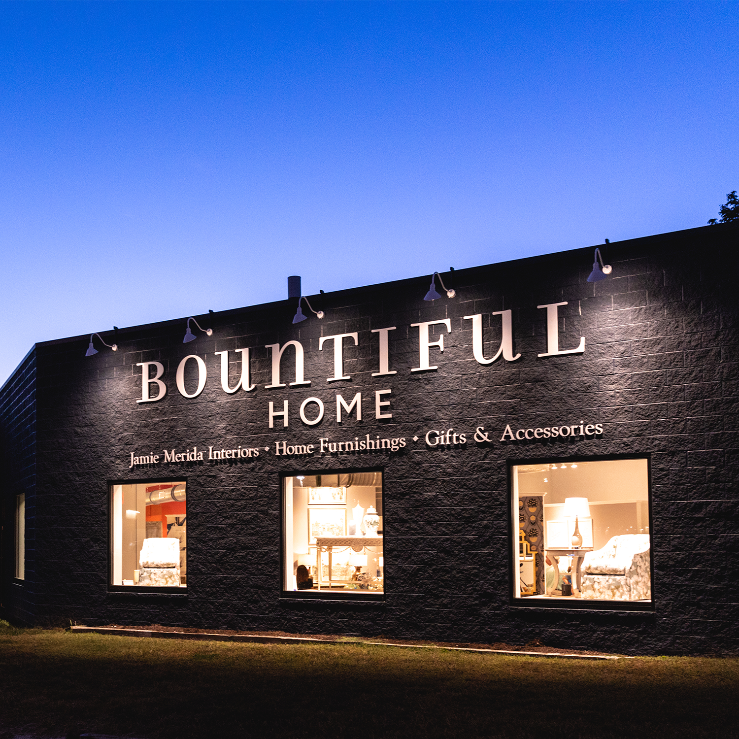 Exterior of Bountiful Home at night in Easton, Maryland