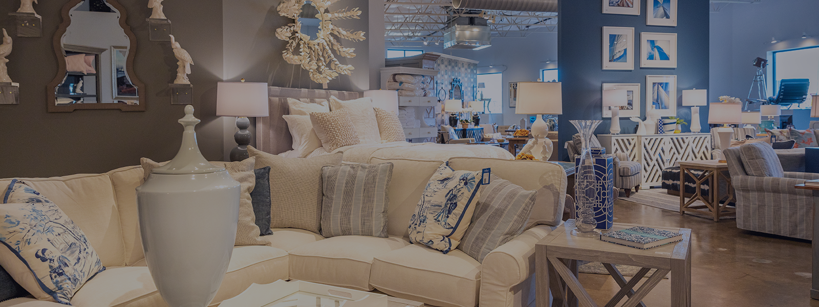 Wide angle view of Bountiful Home store interior in Eaton, Maryland